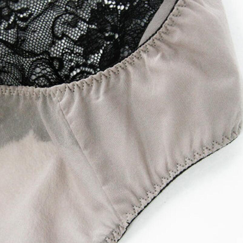 100% SILK basic women PANTIES high quality Beige Lace Sexy ladies lingerie calcinha briefs underwear calzoncillos